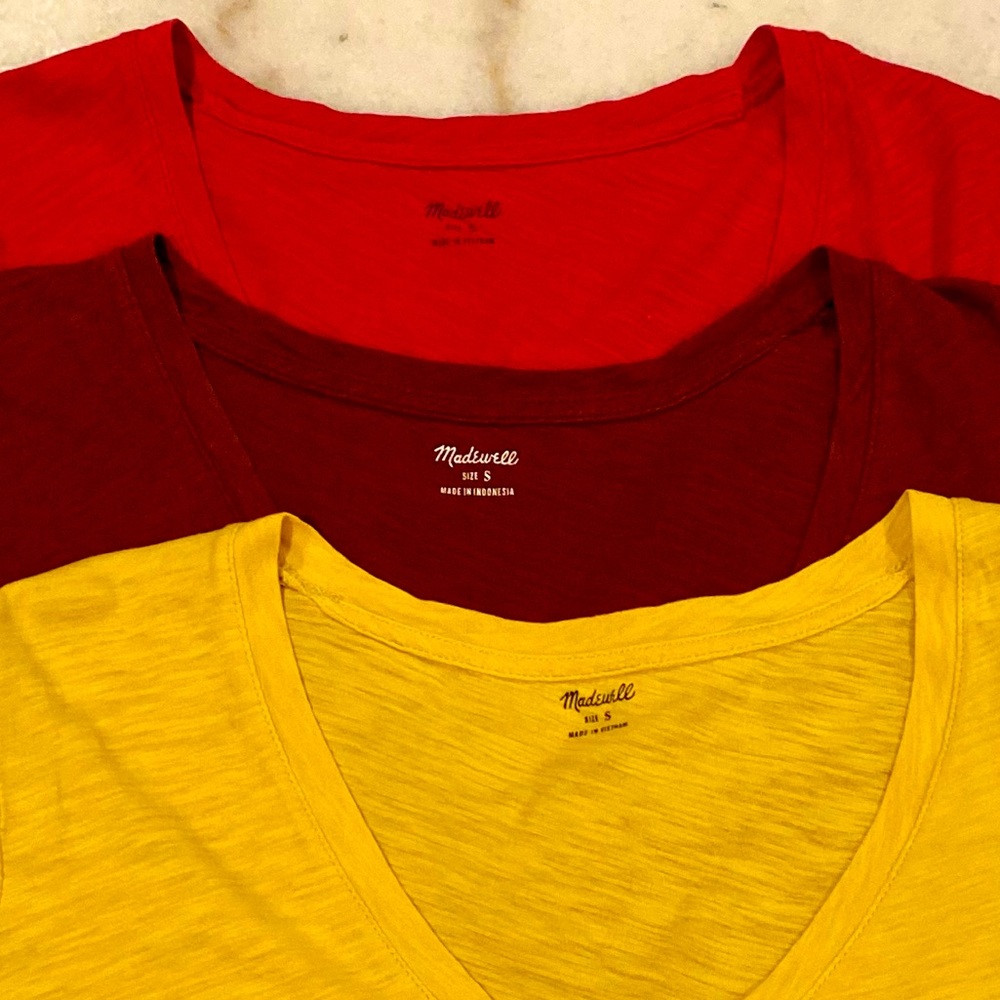Madewell Marigold Slub Knit V-Neck Whisper Cotton Pocket Tee